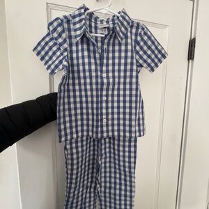 Hanna Andersson Baby Poplin Button Up Shirt and Pants Set - 2T